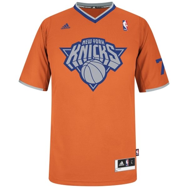 Men's  NBA Knicks #7 Carmelo Anthony Christmas Day Orange Jersey